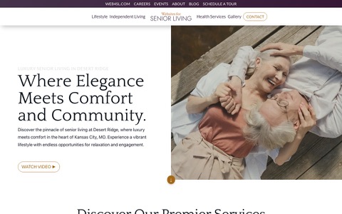 Desert Ridge demo homepage with a split editorial hero and classic serif headline